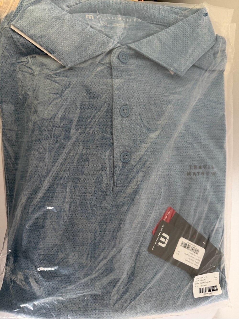 Travis Mathew Slate Blue Heather Polo- Size: Large - Picture 4 of 4